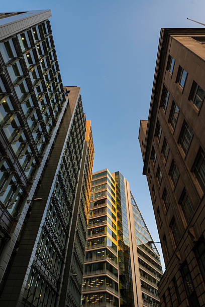 istock Low angle view of corporate buildings exterior 591831132