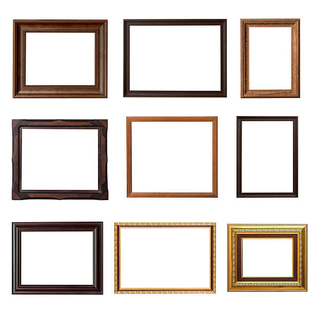 istock Wood frame photo set on isolated white background 591832822