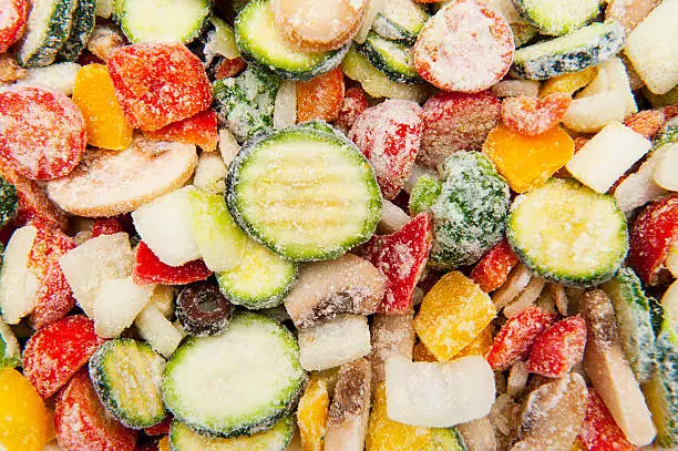 Close up of frozen vegetables