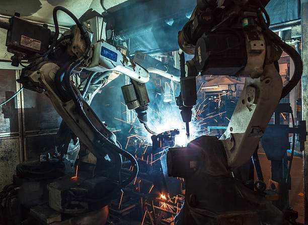 industria de soldadura de robots - single line metal industry construction fotografías e imágenes de stock