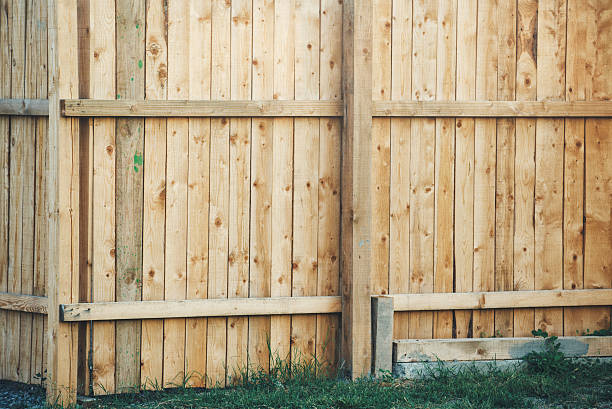 istock Wooden backyard fence 591836142