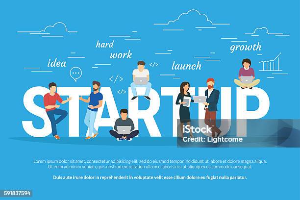 Vetores de Ilustração Do Conceito De Startup De Projetos De Pessoas De Negócios Trabalhando Juntas Como e mais imagens de Nova empresa