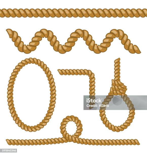 So Many Options Rope Different Rope Elements And Forms Isolated On White Background Stock ...