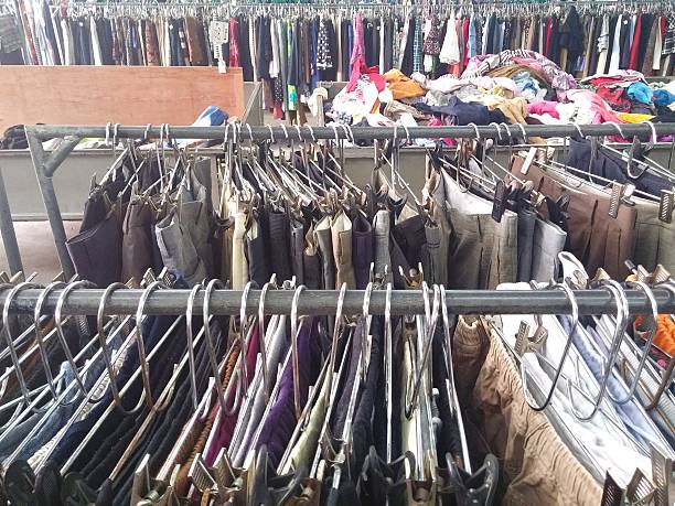 istock The Secondhand clothes in the market 591847886