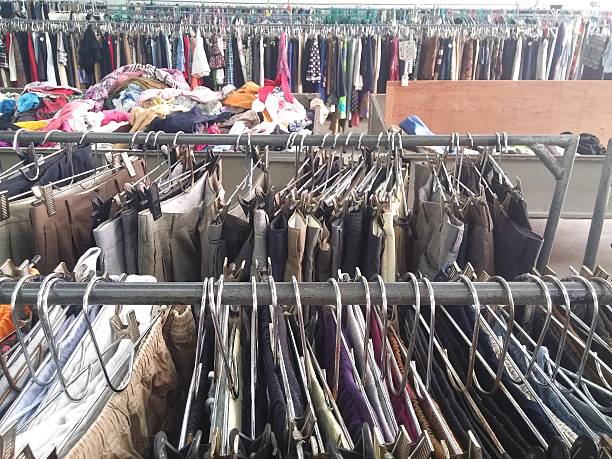 istock The Secondhand clothes in the market 591848196