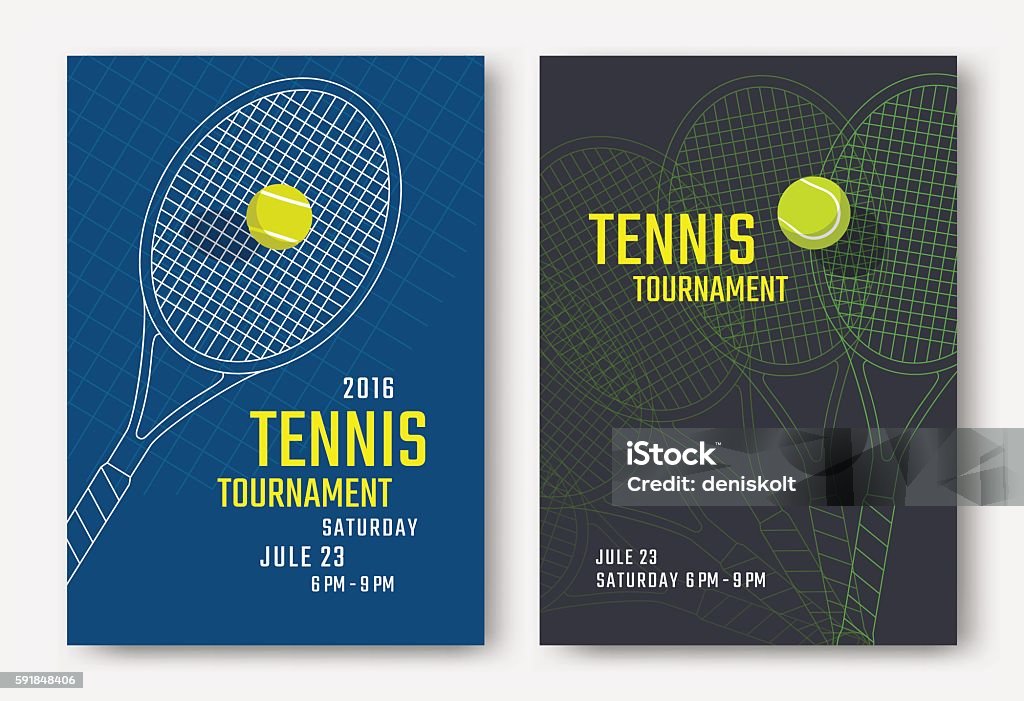 Tennis poster design Tennis tournament poster design with racket and ball. Vector template Tennis stock vector