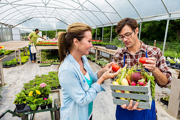 istock Employee discusses vegetables with customer 591985338