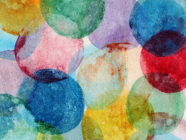 istock Grungy circles hand painted with watercolors and inks 591985648