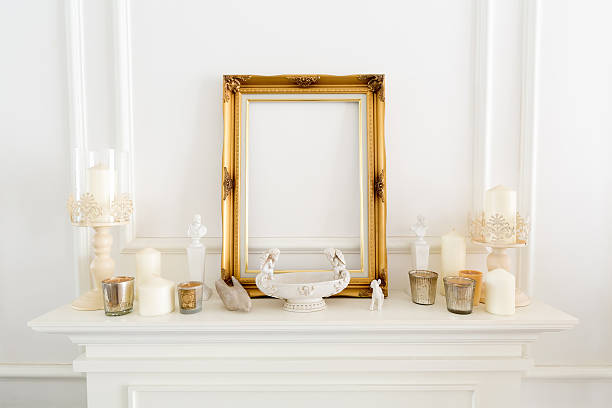 istock Decoration items placed on top of fireplace 591986584