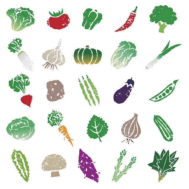 野菜アイコンセット - radish white background vegetable leaf点のイラスト素材／クリップアート素材／マンガ素材／アイコン素材