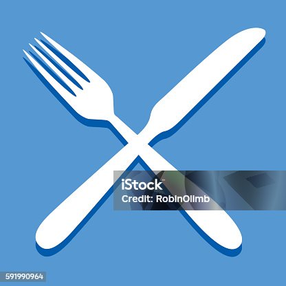 istock Square Fork And Knife Icon 591990964