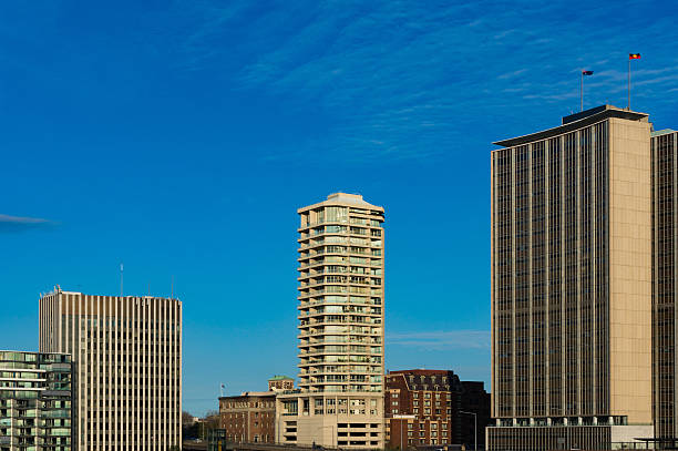istock Skyscrapers against blue sky on the background 591992458