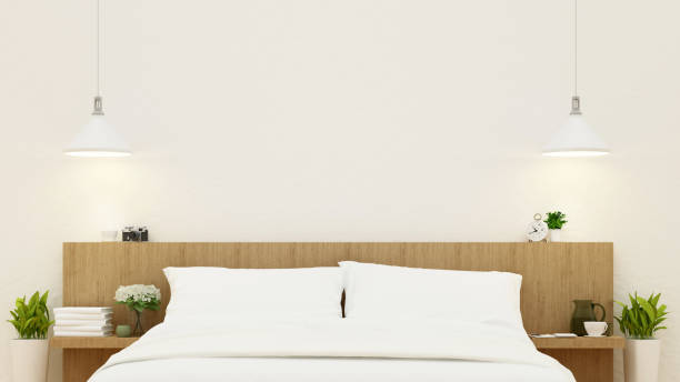 istock bedroom in wooden design - 3d rendering 592004376
