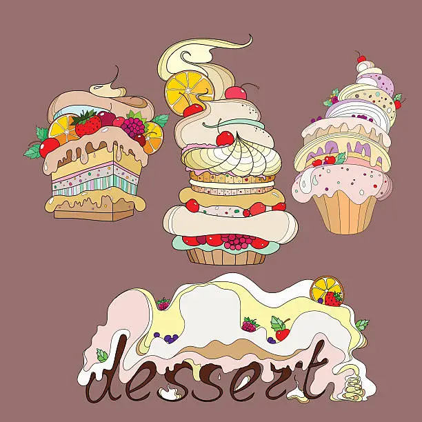 Vector illustration of cakes dessert