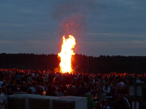 Baierbrunn, Germany - June 26, 2015: Germany-Bavaria. Customs and tradition. Johanis fire at Saint John's Eve.....