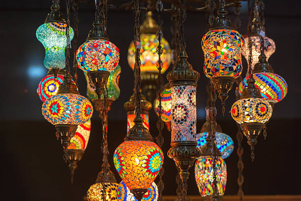 Colorful Moroccan style lanterns stock photo