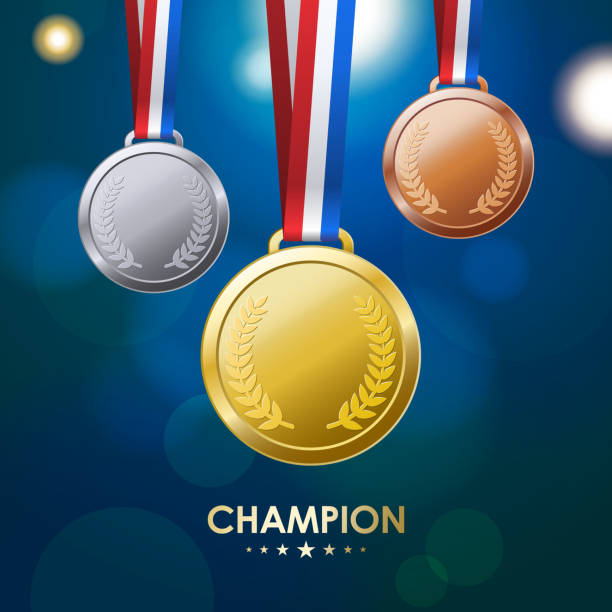 ilustrações, clipart, desenhos animados e ícones de campeão medalhas - medal gold gold medal game silver