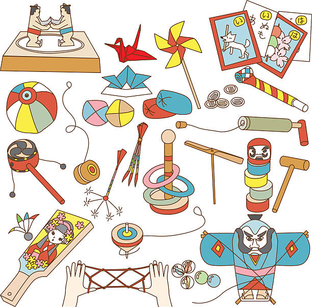 古玩具の日本 - 紙風船点のイラスト素材／クリップアート素材／マンガ素材／アイコン素材