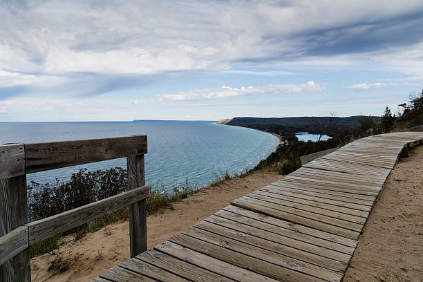 Lake Michigan Shore on Leelanau Peninsula in autumn near Glen Arbor, Michigan.