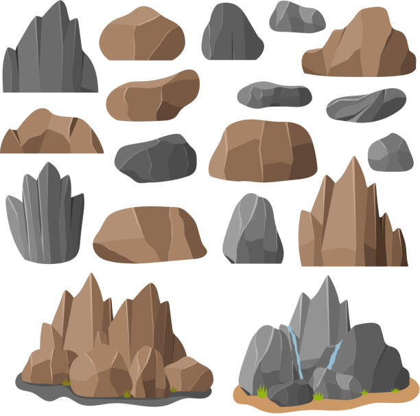 felsen und steine vektor-symbole - rock vector stack heap stock-grafiken, -clipart, -cartoons und -symbole