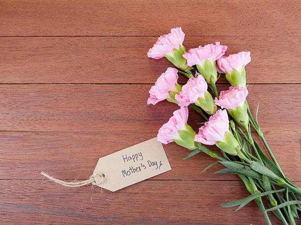 istock Handwriting Happy Mother's Day and Carnation flower 5 592016494