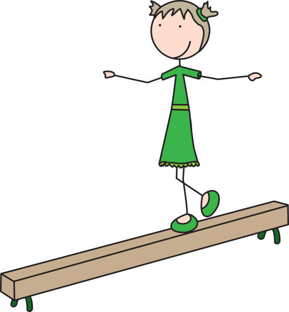 ilustraciones, imágenes clip art, dibujos animados e iconos de stock de happy kid playing - barra de equilibrio