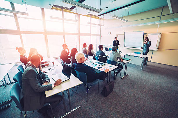 istock Group of business people, seminar, office, education 592022602