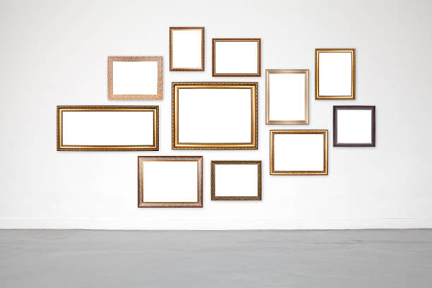 istock Classic frame on white cement wall in showroom and gallery. 592023966