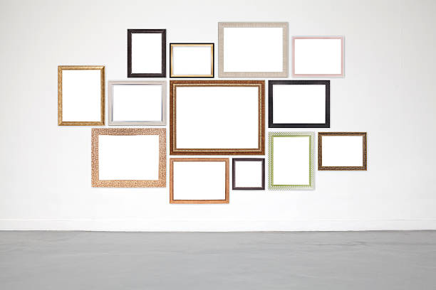 istock Classic frame on white cement wall in showroom and gallery. 592024766