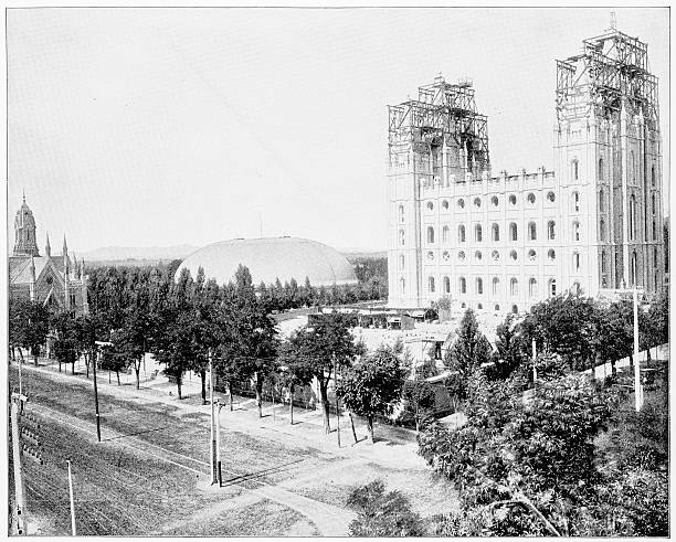 istock Mormon Temple, Utah, USA in 1880s 592030146