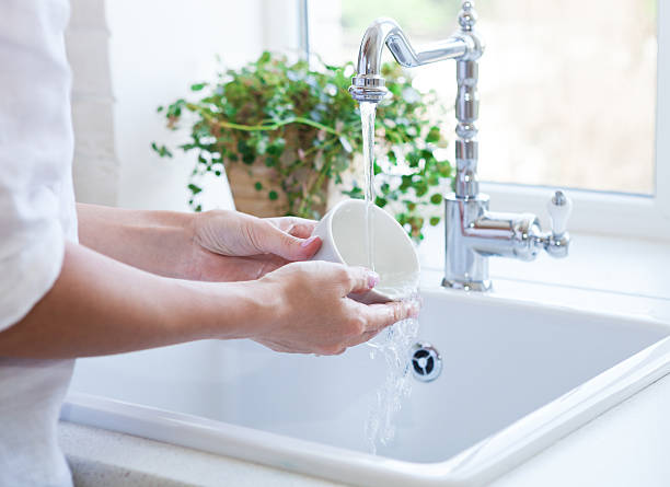 Woman washing dish in sink Woman washing dish in sink. Close up washing dishes photos stock pictures, royalty-free photos & images