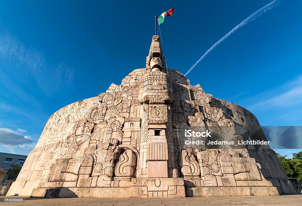 Wide angle shot of Homeland Monument, Paseo Montejo, Merida Yucatan Merida - Mexico Stock Photo