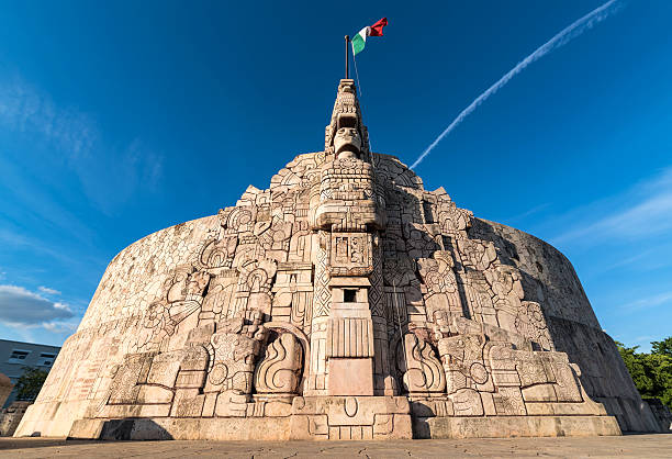 Wide angle shot of Homeland Monument, Paseo Montejo, Merida Yucatan Wide angle shot of Homeland Monument, Paseo Montejo, Merida Yucatan yucatan stock pictures, royalty-free photos & images