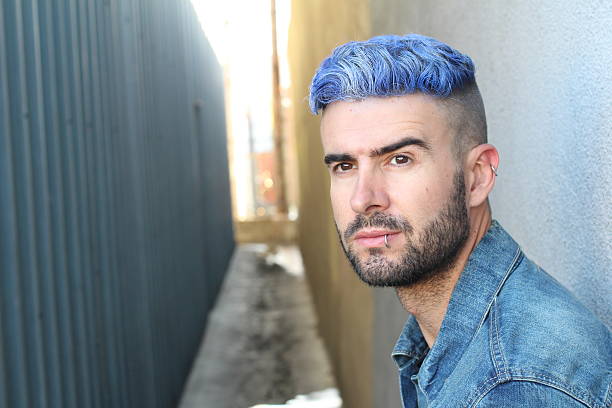 Urban Blue Hair Disco Punk Fashion Style Stock Photo - Download Image Now - Blue  Hair, Men, Males - iStock