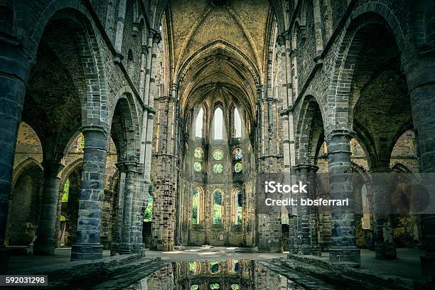 Dilapidated Church In Abandoned Villers Abbey Stock Photo - Download Image Now - Church, Old Ruin, Abandoned