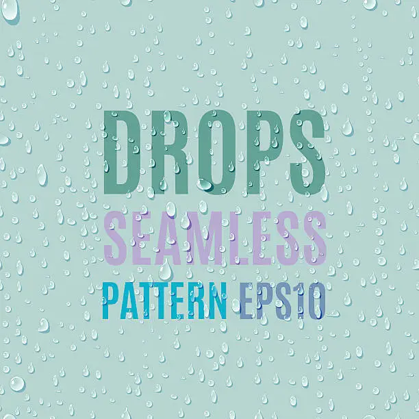 Vector illustration of Set of water transparent drops seamless pattern.