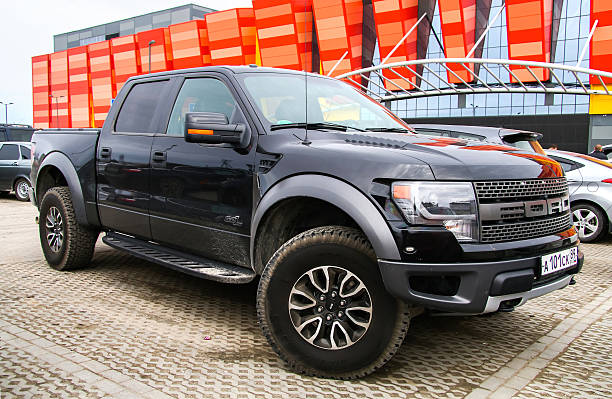 Ford F-150 Novyy Urengoy, Russia - May 22, 2016: Pickup truck Ford F-150 is parked in the city street. ford truck black stock pictures, royalty-free photos & images