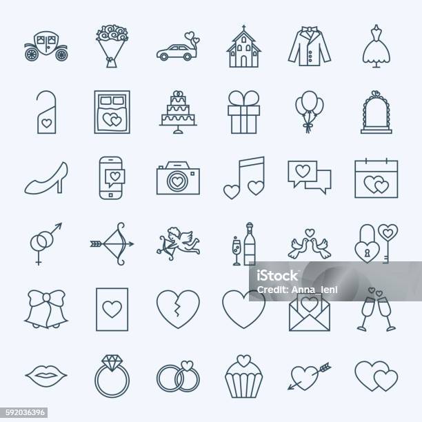 Line Save The Date Icons Stock Illustration - Download Image Now - Wedding, Car, Icon Symbol
