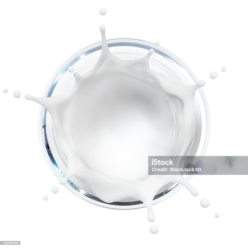 Cream Splash Top View Isolated on white with clipping path. 3D render Milk Stock Photo