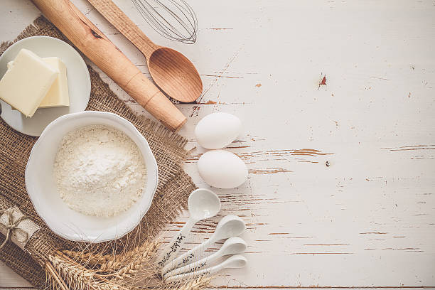 istock Ingredients for baking - milk, butter, eggs, flour, wheat 592361442