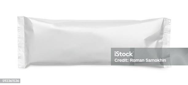 Blank Plastic Pouch Snack Packaging Isolated On White Background Stock Photo - Download Image Now