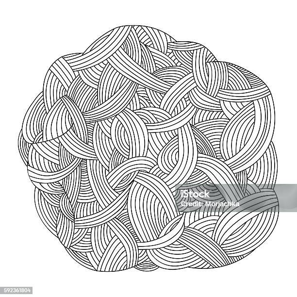 Vector Monochrome Background Hand Drawn Ornament For Adult Coloring Book Stock Illustration - Download Image Now