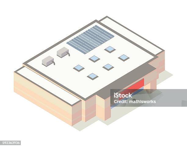 Warehouse Store Isometric Illustration Stock Illustration - Download Image Now - Isometric Projection, Megastore, Building Exterior