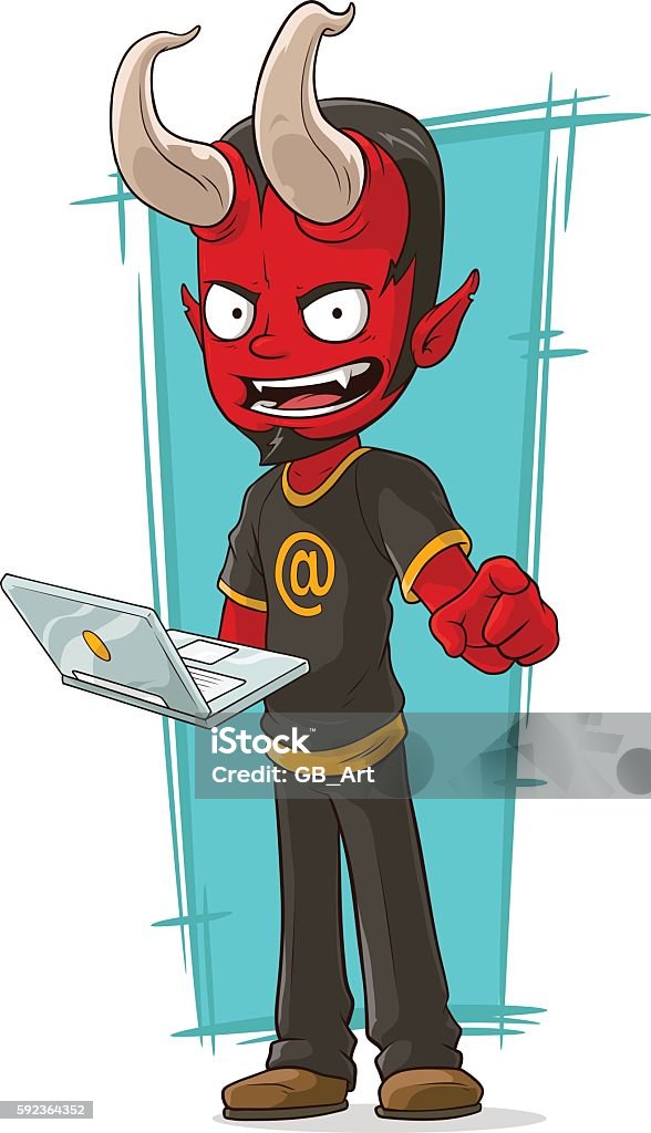 Devil Computer Engineer Cartoon Devil Programmer With Laptop Stock Illustration - Download ...