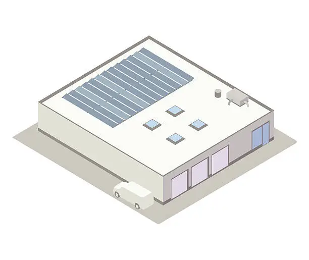 Vector illustration of Small industrial building isometric illustration