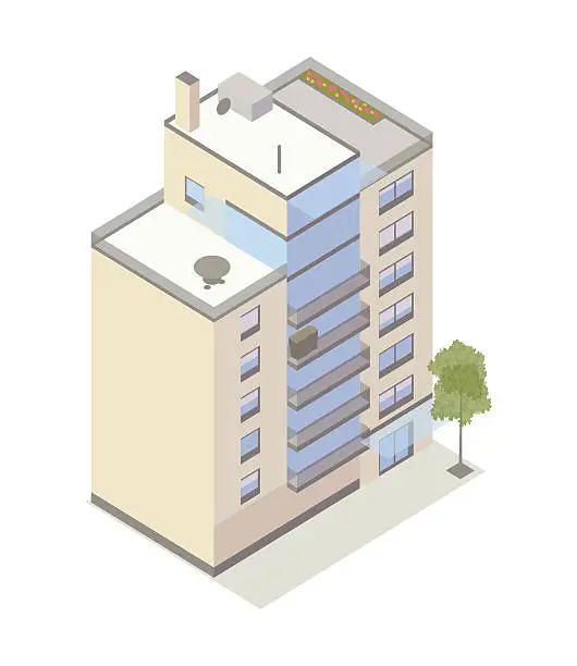 Vector illustration of Small hotel isometric illustration