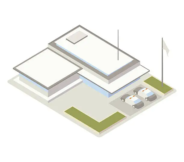 Vector illustration of Police station isometric illustration