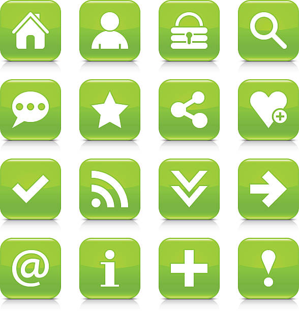 ilustrações de stock, clip art, desenhos animados e ícones de green basic sign rounded square icon web button - exclamation point speech speech bubble green