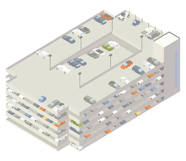 Vector illustration of Multilevel parking garage illustration