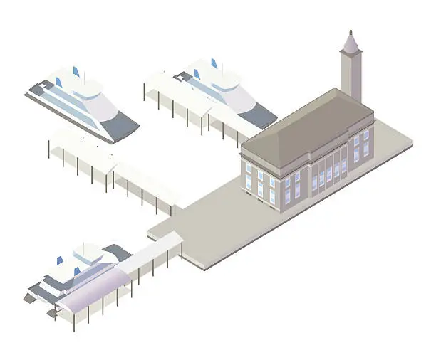 Vector illustration of Ferry terminal building illustration